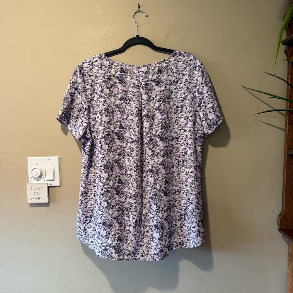 Northern Reflections Purple & Grey Blotchy/Snakeskin/Honeycomb Print Top - Picture 9 of 11